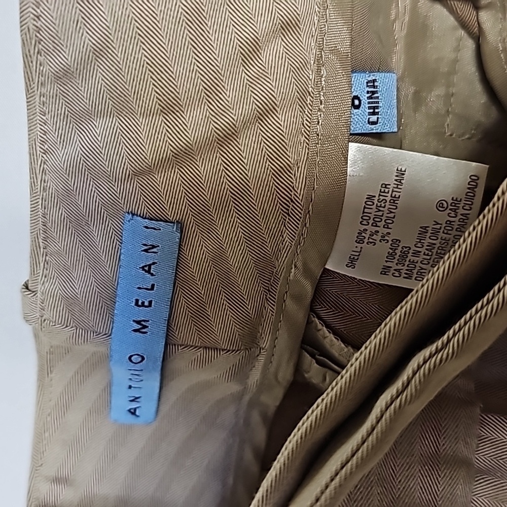 Like New Antonio Melani pinstripe tan 2 pc pants blazer suit set sz 8 - Picture 9 of 10